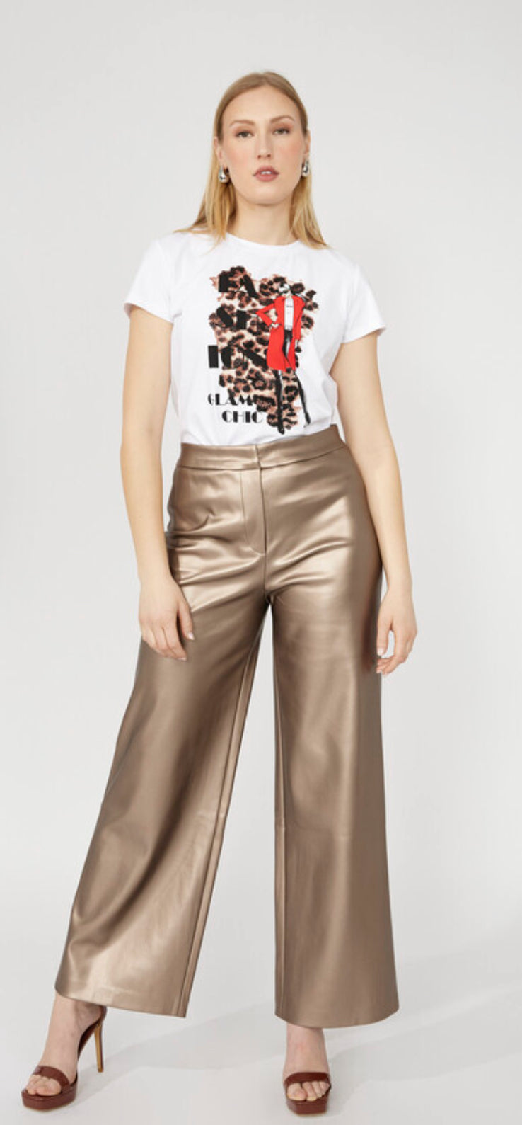 Frank Lyman Metallic High-Waist Trousers