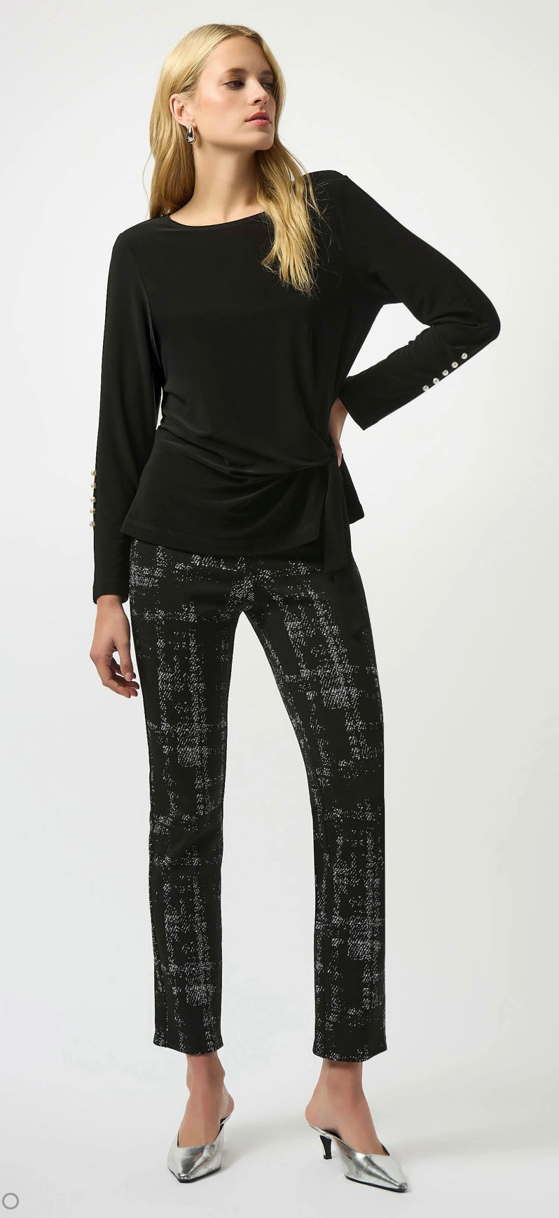 Joseph Ribkoff Jacquard Sweater Plaid Pant