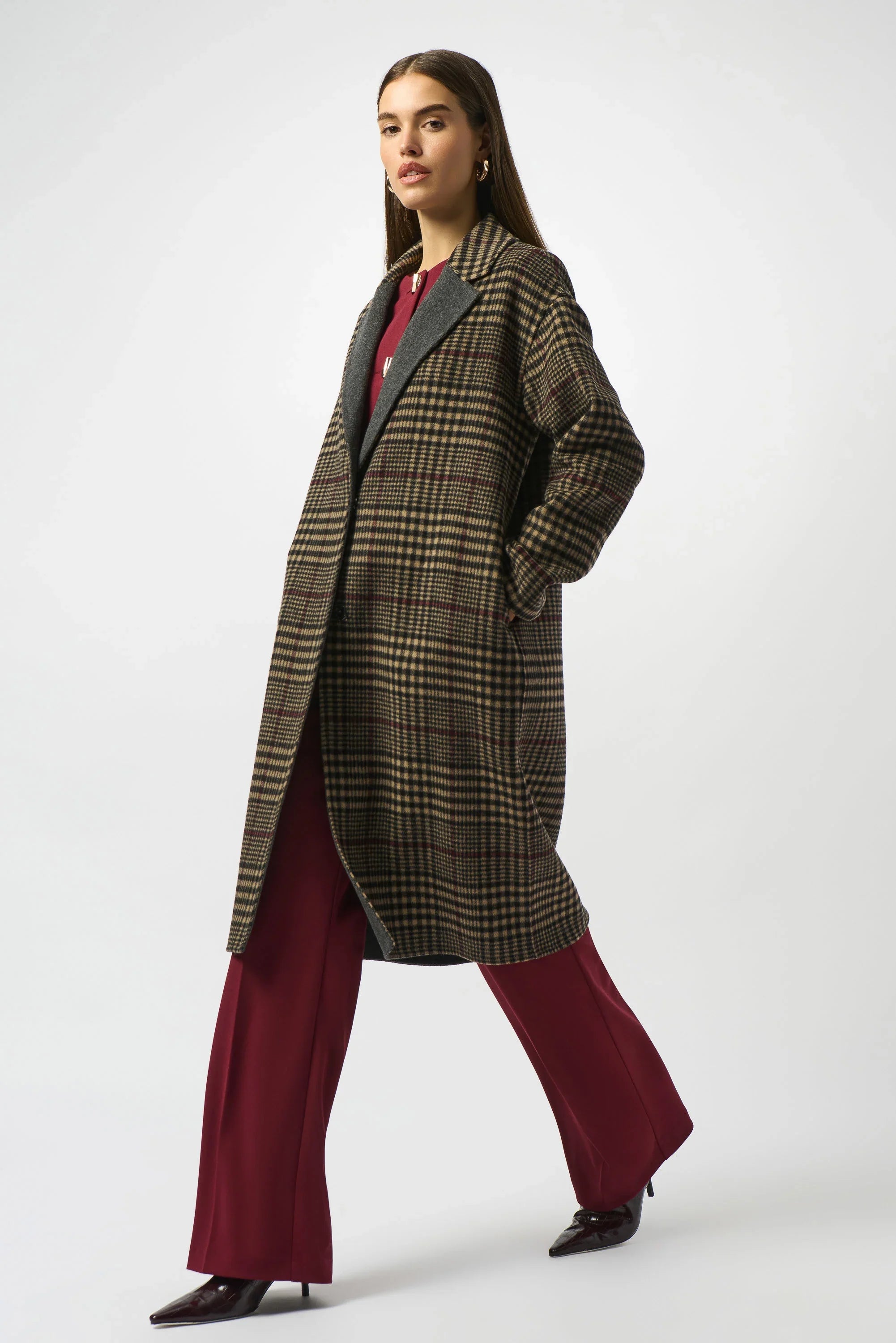 Wool Blend Plaid Coat
