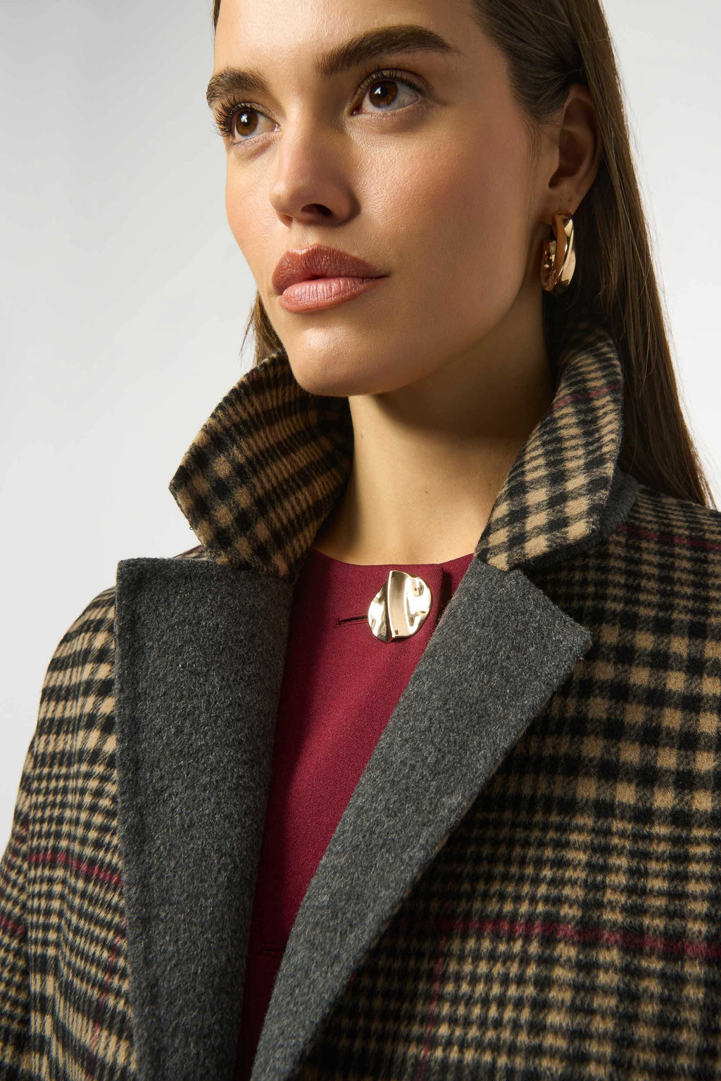 Wool Blend Plaid Coat